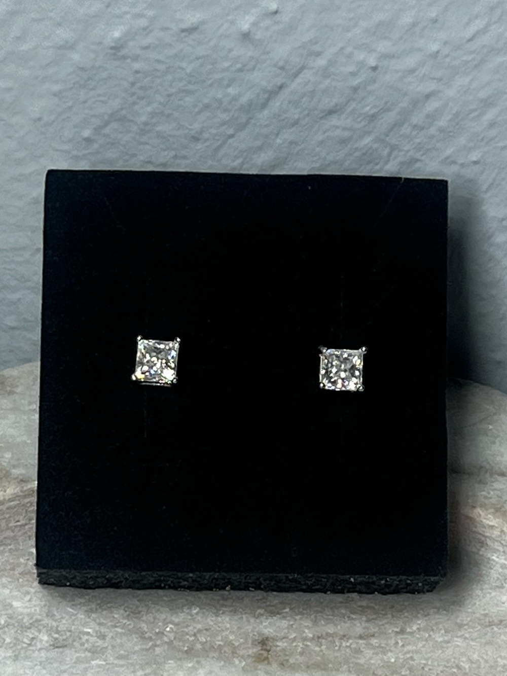 Princess Moissanite Stud Earrings 4.5mm VVS1 GRA cert Butterfly Back 1ct tw